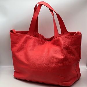 Fuchsia Halogen Leather Tote Bag